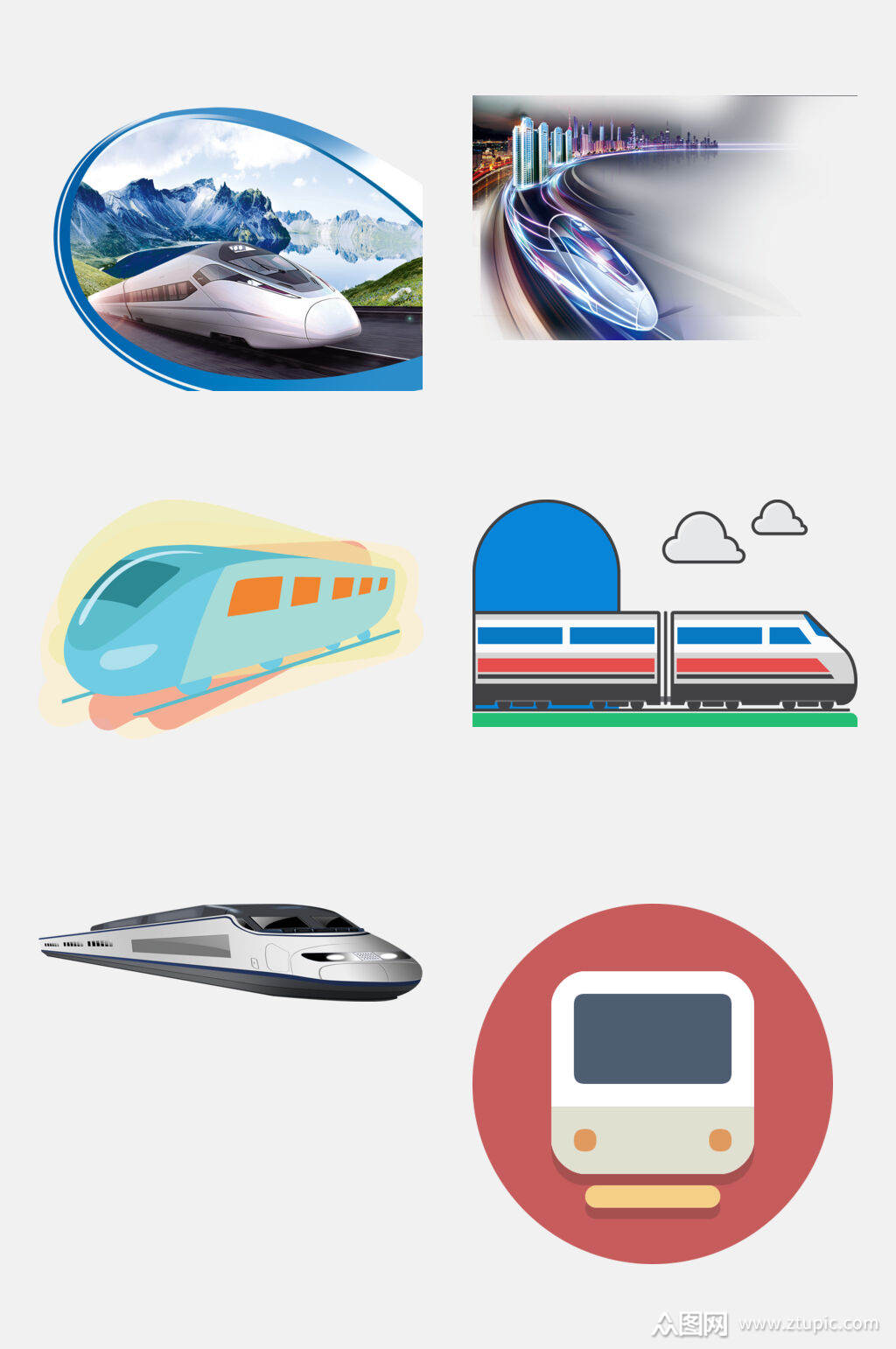 炫彩高铁动车免抠设计素材素材