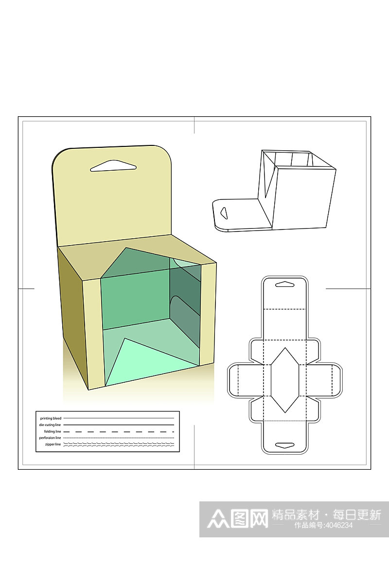 设计包装盒矢量展开图包装刀模图素材