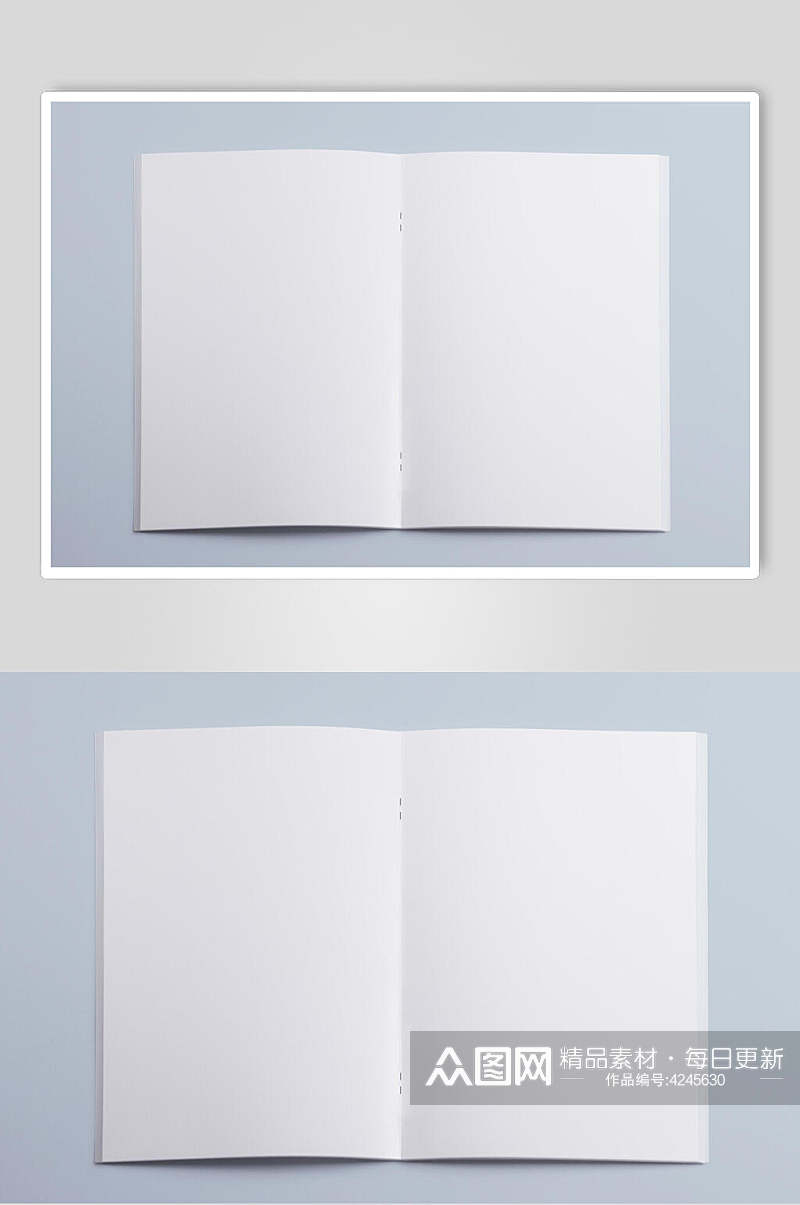 对折蓝白大气创意书籍画册贴图样机素材
