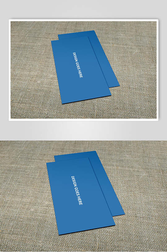 方形蓝色清新明信片卡片贴图样机