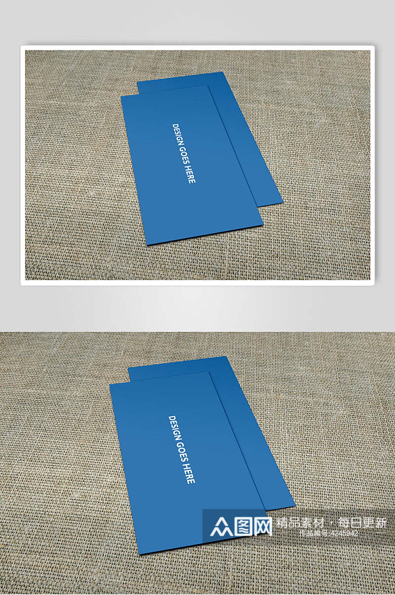 方形蓝色清新明信片卡片贴图样机素材