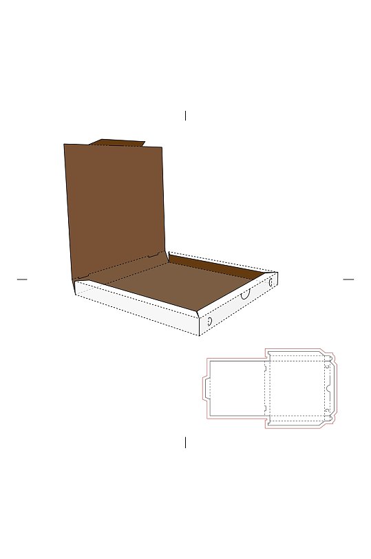 灰色行李箱矢量立面带效果图包装盒展开图