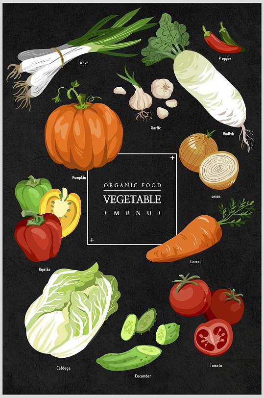 简约卡通白菜蔬菜食物素材
