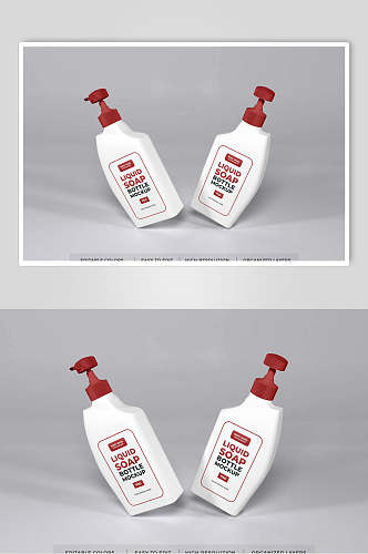 瓶子红白线条大气创意挤压瓶样机