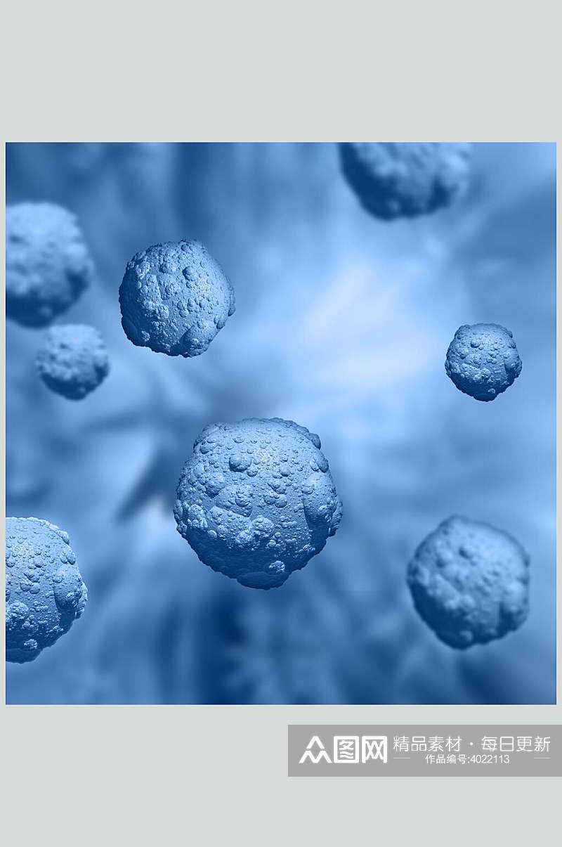 高端大气凹凸球状蓝色医学病毒图片素材