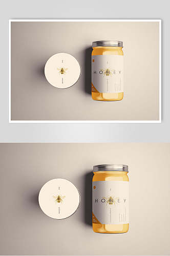 圆圈英文字母黄蜂蜜罐包装样机