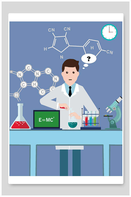 优雅清新细胞结构医疗安全手术插画