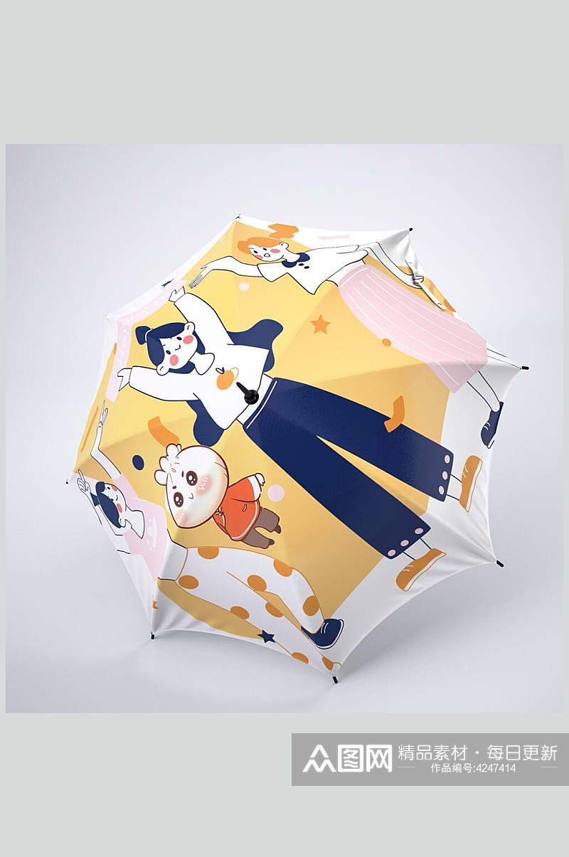 可爱清新大气创意雨伞印花贴图样机素材