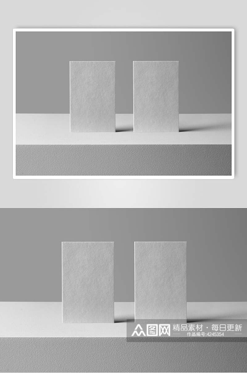 灰色方形大气创意名片贴图展示样机素材