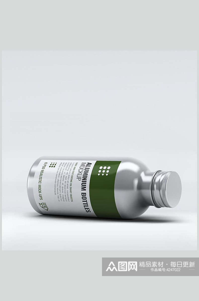 反光绿灰大气创意药品钢化瓶样机素材