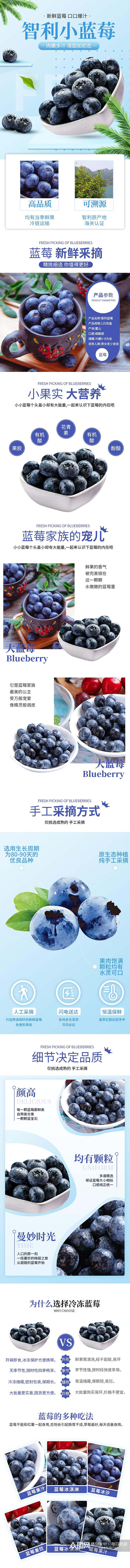 智利蓝莓水果手机版详情页素材