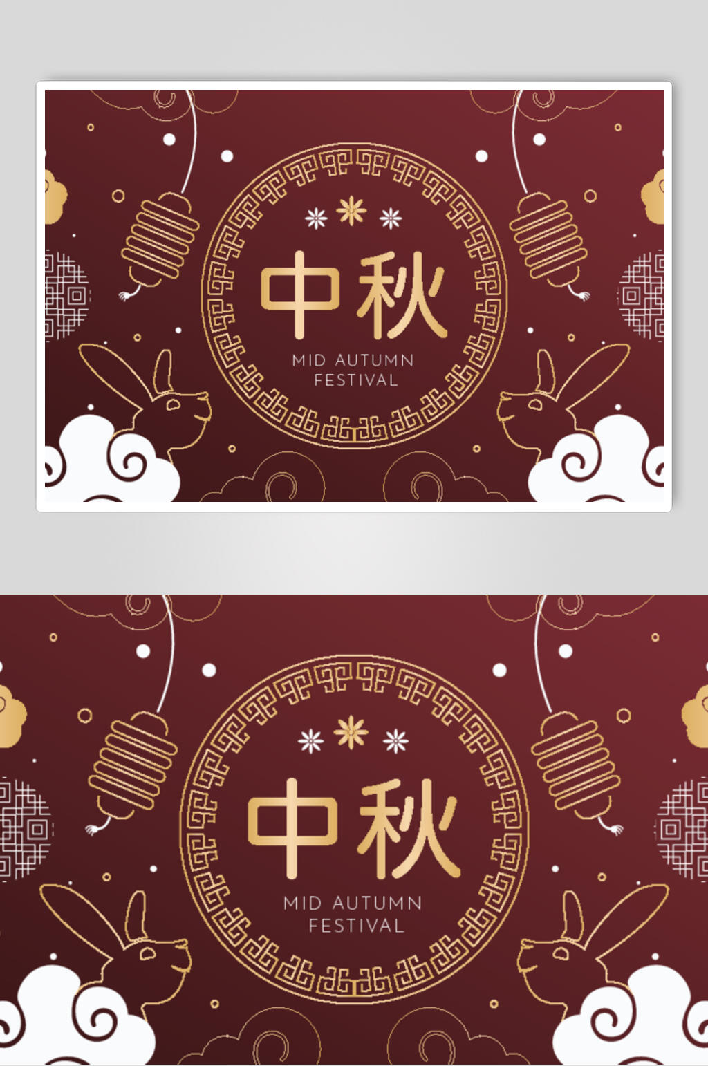玉兔手绘中秋节素材素材