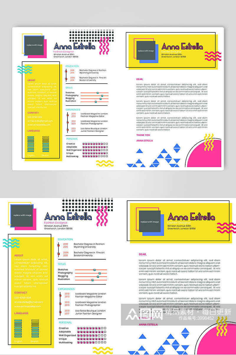 换色矢量英文简历素材素材