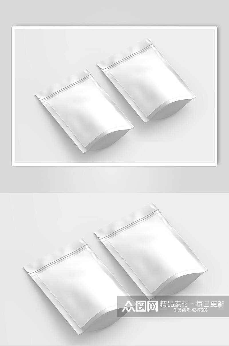 膨化袋褶皱白自封袋食品袋样机素材