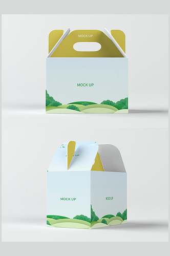 袋子蓝绿大气创意包装礼盒展示样机
