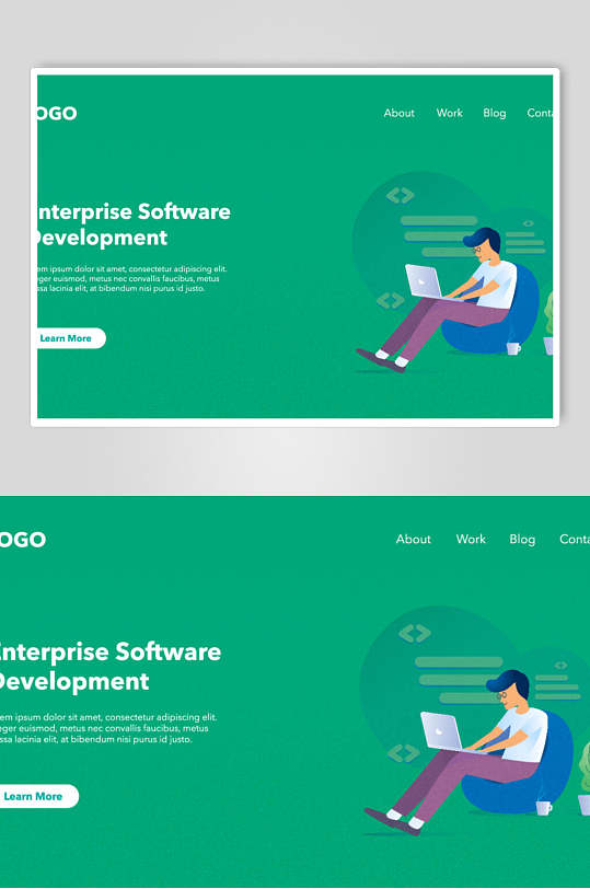 绿色背景互联网网页素材-众图网