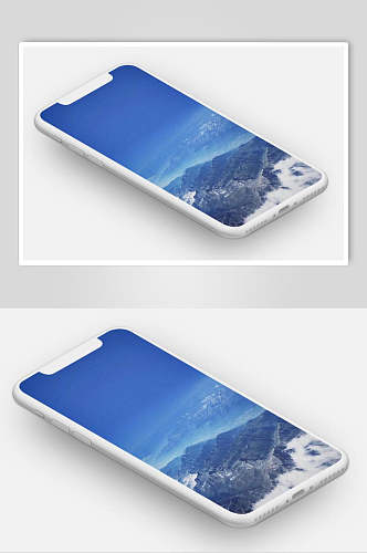 简约蓝色唯美苹果手机屏幕贴图样机