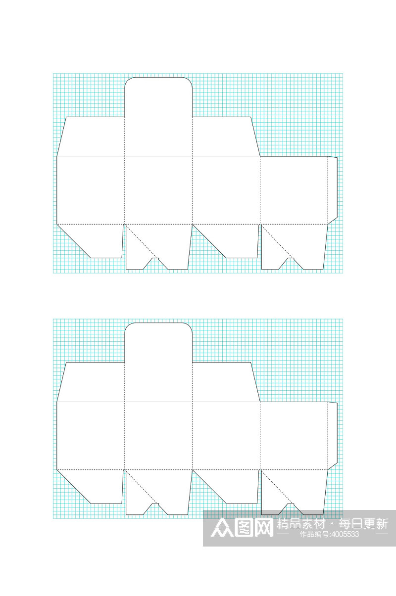 长的包装盒矢量展开图包装刀模图素材