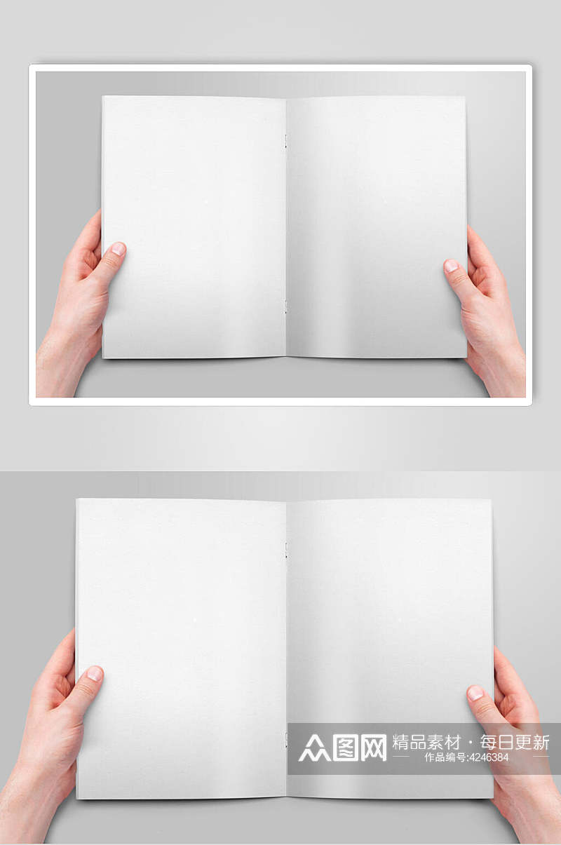 手指长方形灰书籍画册贴图样机素材
