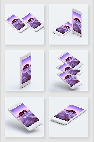 紫色侧面清新苹果手机屏幕贴图样机