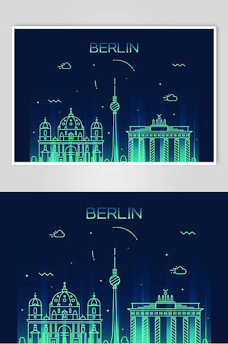 柏林城市线性插画矢量素材