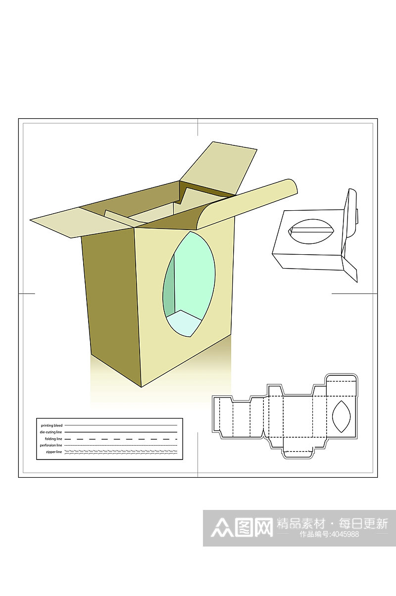 创意包装盒矢量展开图包装刀模图素材