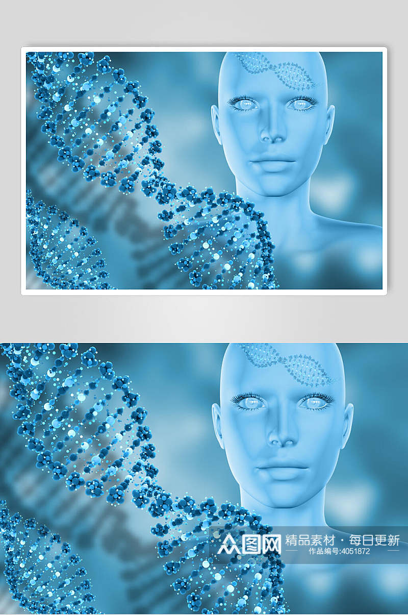 人体脑部蓝色干细胞医学病毒图片素材