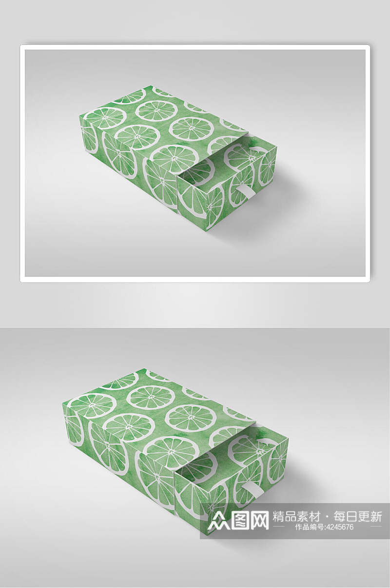 水果绿色大气创意包装礼盒展示样机素材