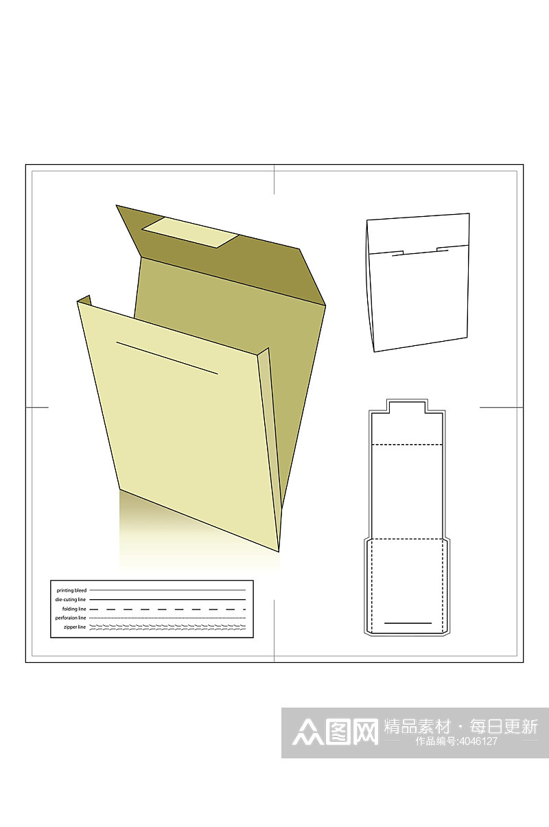 简约包装盒矢量展开图包装刀模图素材
