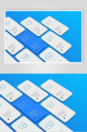 蓝白简约清新苹果手机屏幕贴图样机