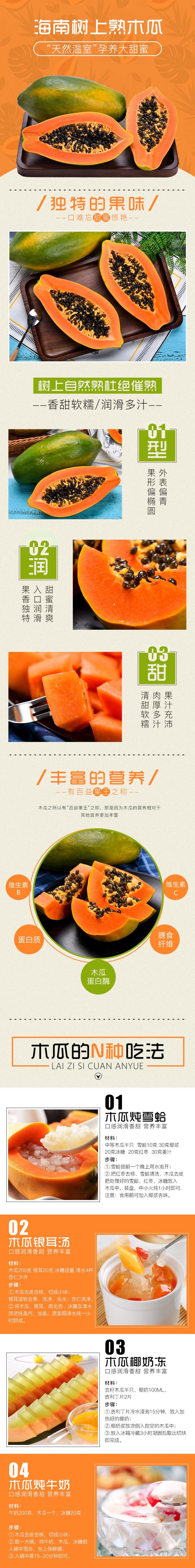 海南树上熟木瓜水果手机版详情页素材