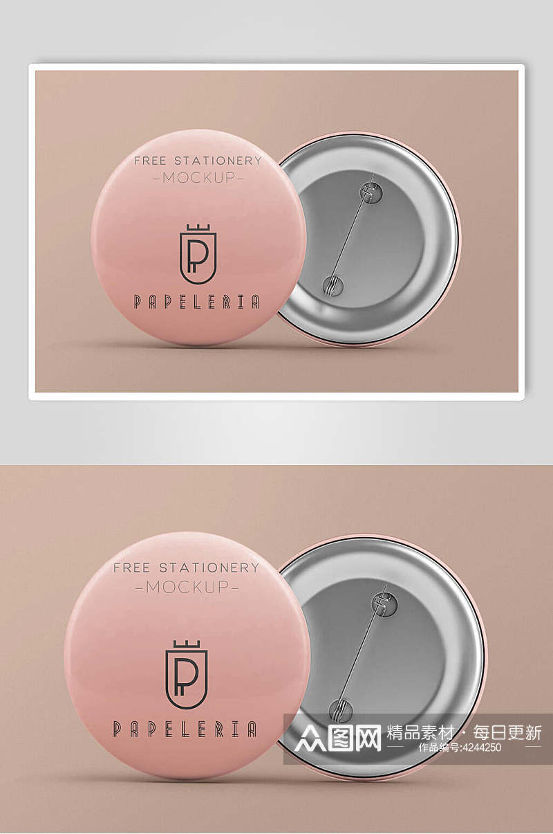 粉色胸章品牌VI智能贴图样机素材
