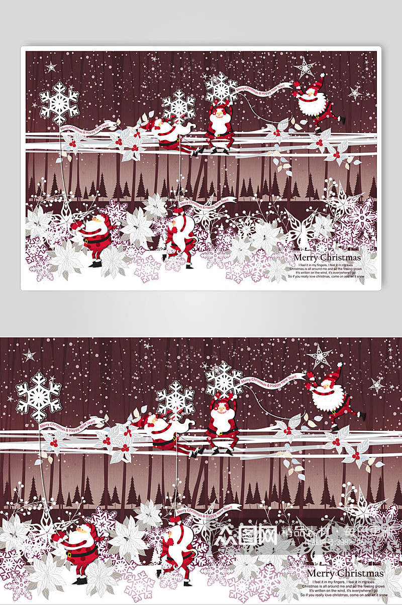 雪花红色圣诞节海报素材