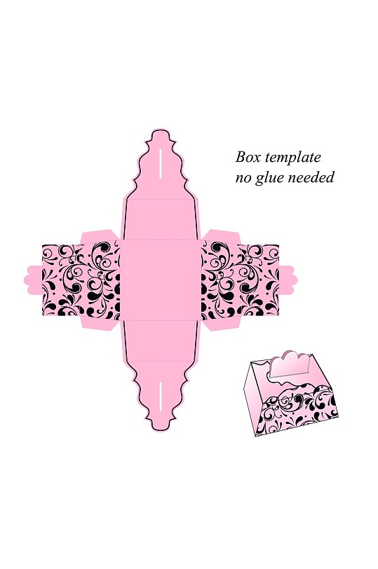 粉色礼品盒产品矢量设计刀模图
