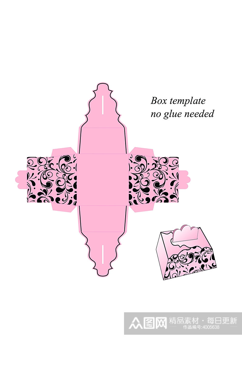 粉色礼品盒产品矢量设计刀模图素材
