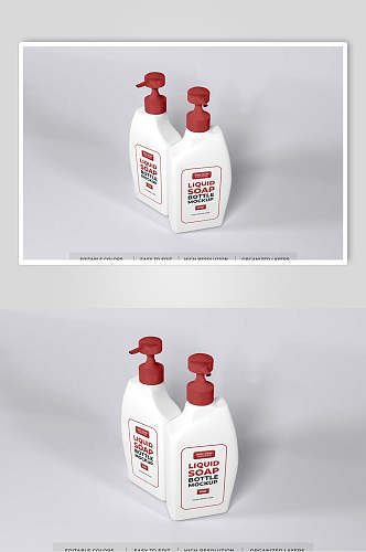 瓶子红白英文大气创意挤压瓶样机
