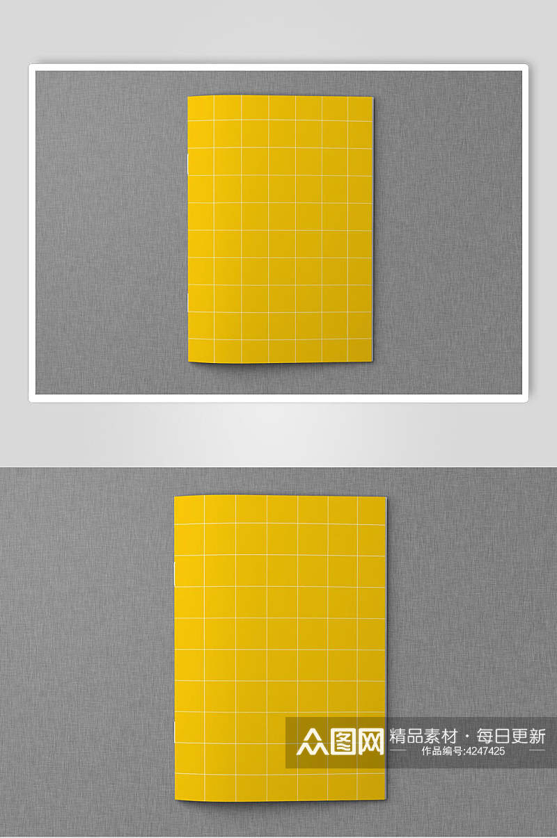 时尚线条黄黑画册书本册子贴图样机素材