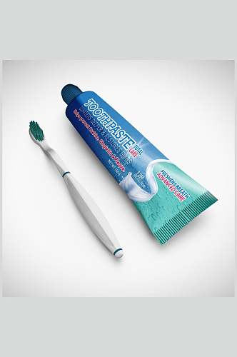牙刷立体大气创意清新简约牙膏样机