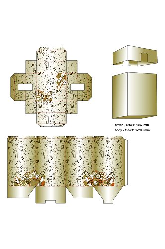印花礼品盒产品矢量设计刀模图