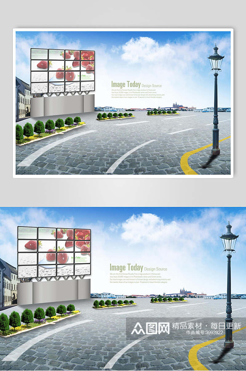 个性高端路灯地标科技城市发展海报素材
