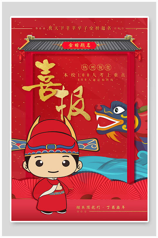 热烈祝贺状元郎红色喜报