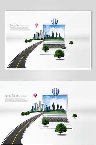 科技创意城市公路发展海报