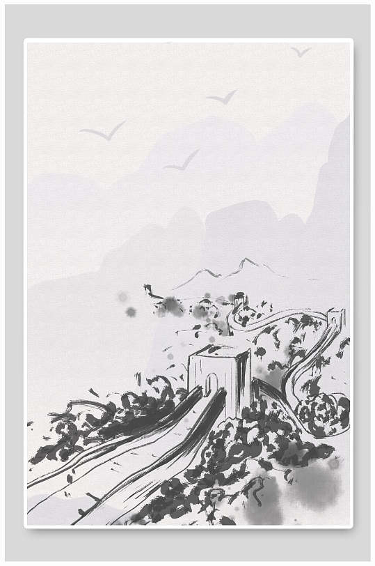 时尚长城大气创意灰色中国古风背景