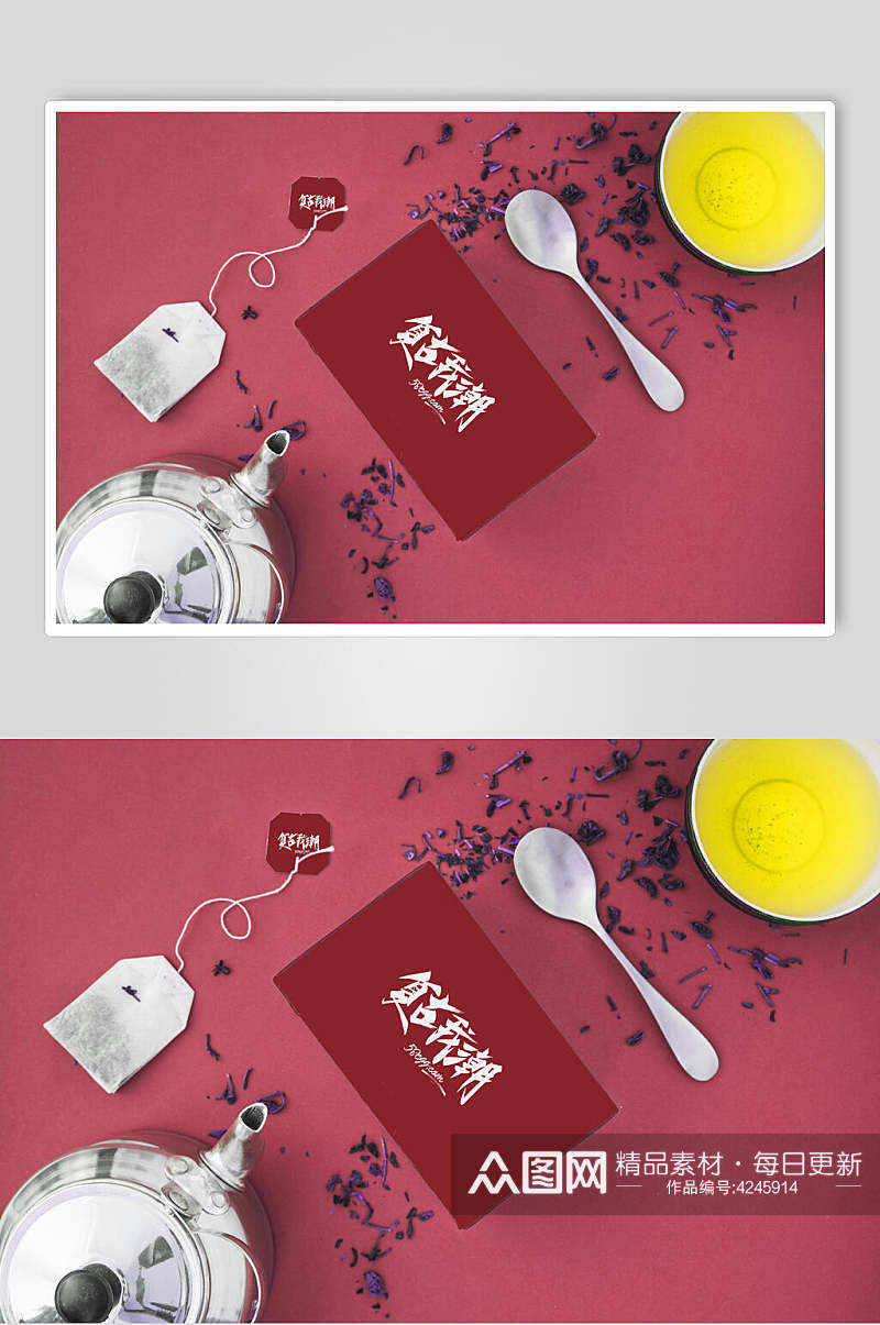 勺子纸张大气红文创品牌VI设计样机素材