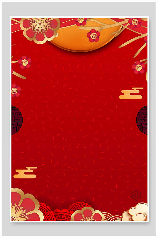 高端大气花祥云中国风喜庆红色背景