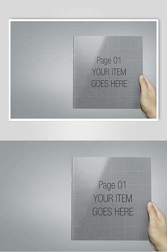 灰色手掌清新画册书本册子贴图样机