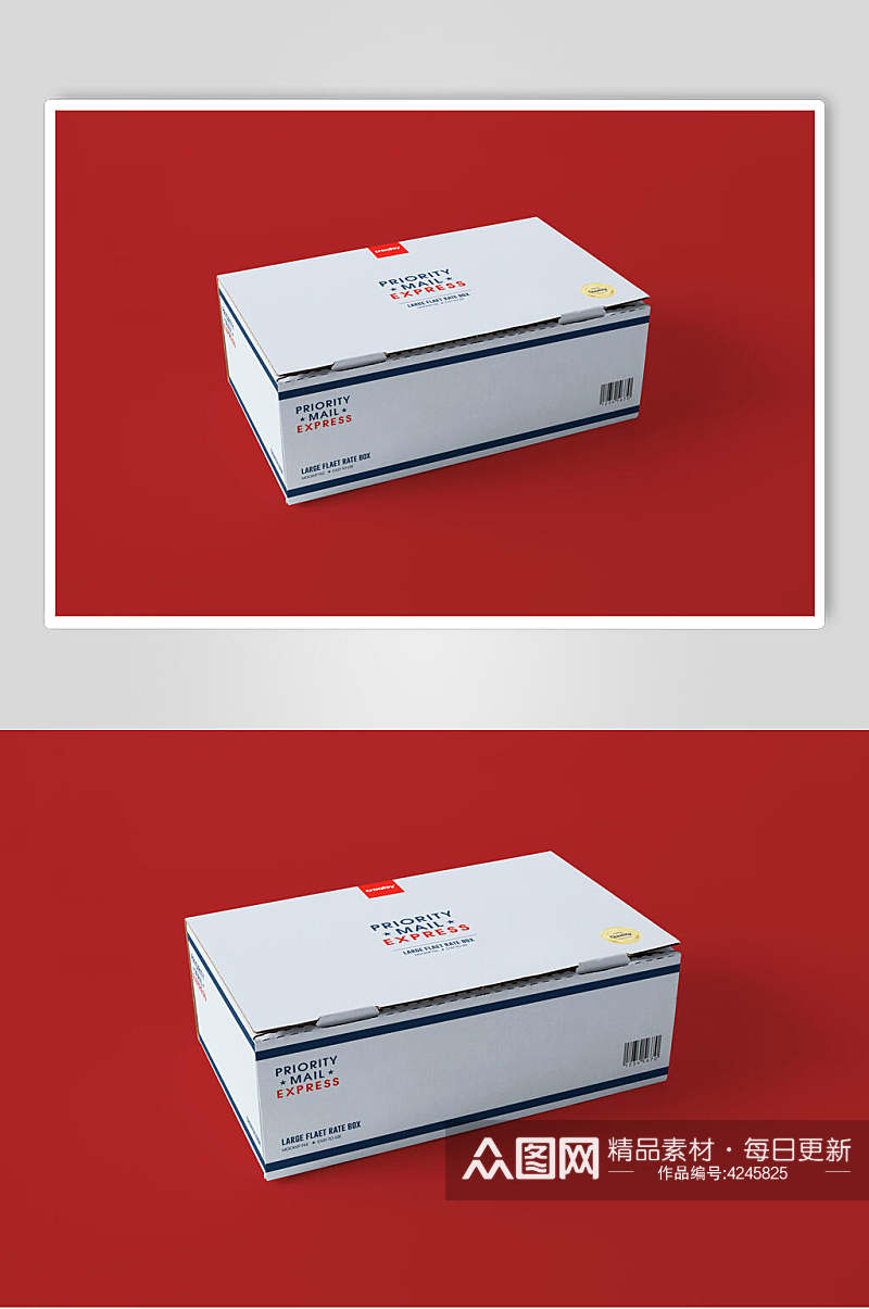 盒子侧面红快递包装智能贴图VI样机素材