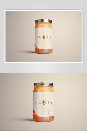 瓶子黄色大气创意蜂蜜罐包装样机