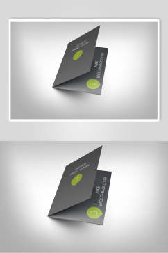 对折黑绿清新明信片卡片贴图样机