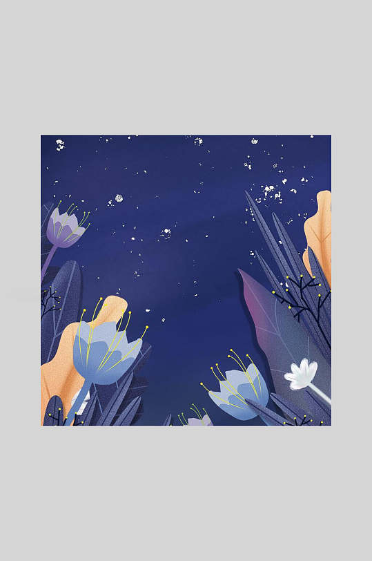 月光手绘大气清新夜晚星空插画立即下载创意大气夜晚矢量风景插画大气